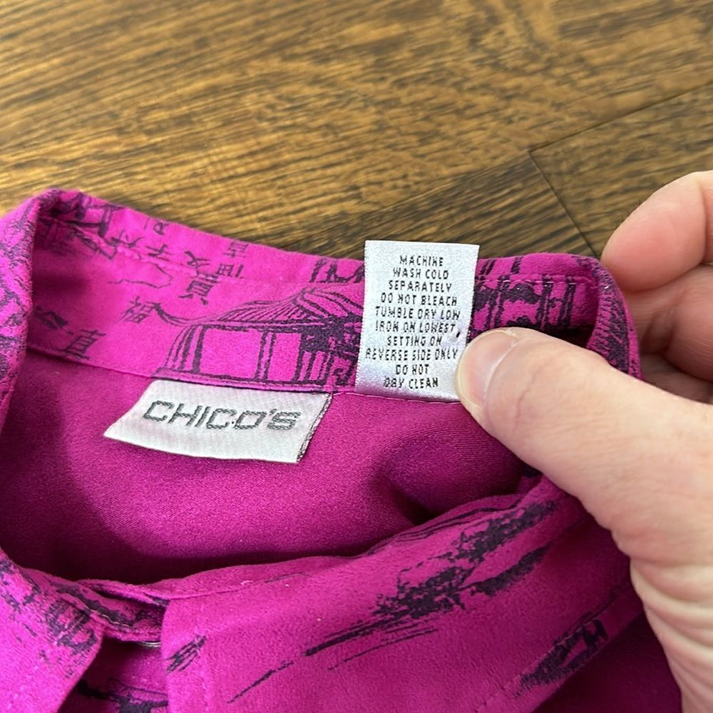 Chico’s Brushed Suede Raspberry Color Button Down… - image 3